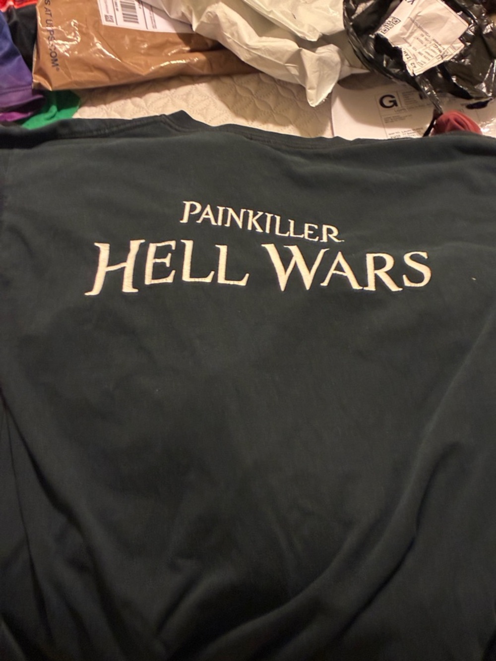 Gildan Dark Navy T-Shirt with White Tag Print from a video game